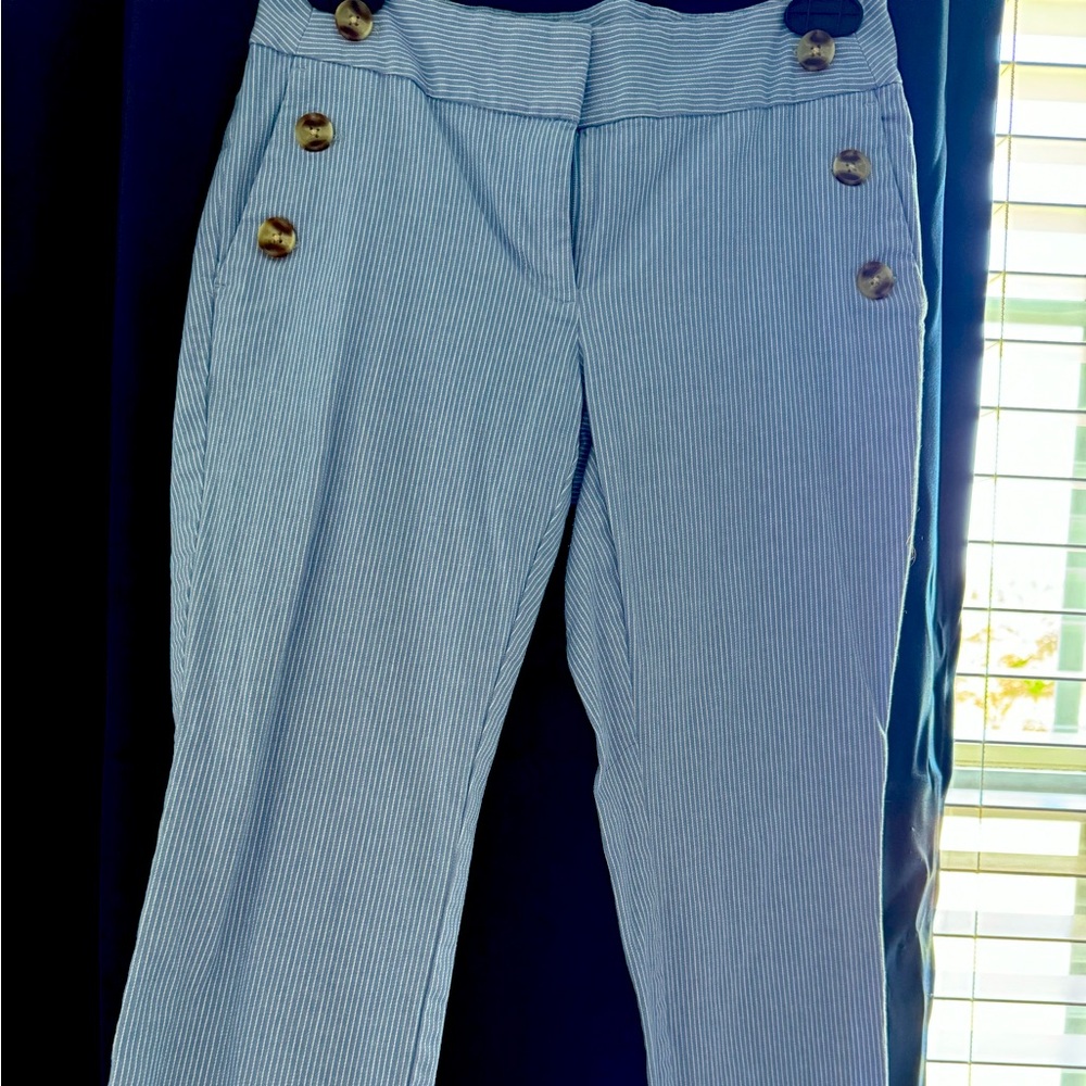 Light blue and white Butcher stripe pants
